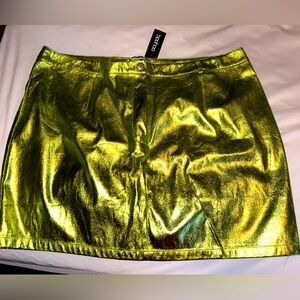 Green Metallic Mini Skirt